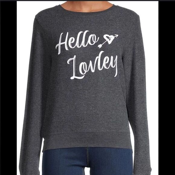 Wildfox Hello Lovely Grey Baggy Beach Sweatshirt Size Small NWT - Picture 1 of 9